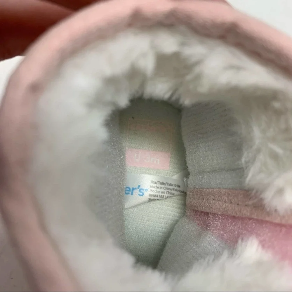 Pink cable knit booties faux‎ fur lined 0-3 month
